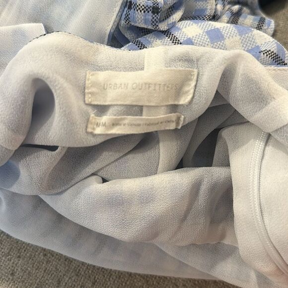 Urban Outfitters Spring Showers Blue Plaid Chiffon Dress Size Med Preppy - Picture 8 of 11